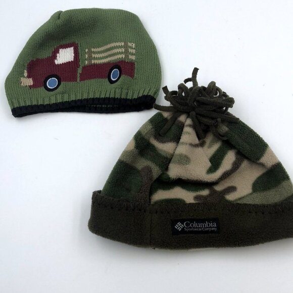 Boys 12-24 mos Winter Hat Columbia Camouflage & Gymboree Green Truck BUNDLE - Picture 1 of 15